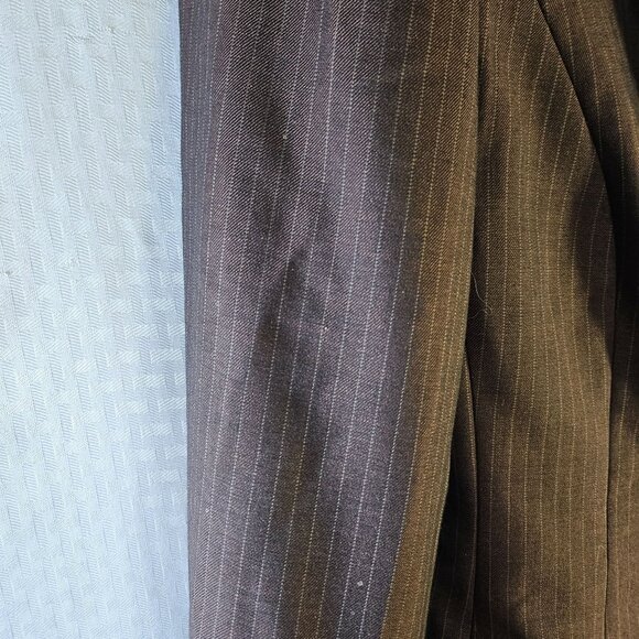 Escada Margaretha Ley Brown Pinstripe Button-Up Wool Mohair suit dress - Picture 6 of 15